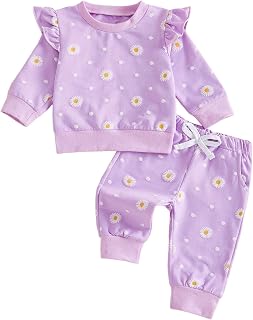 Mubineo Toddler Baby Girl Clothes Cute Flower Sweatshirt Outfits Fall Winter Long Sleeve Tops Pant Outfit Sweatsuit Set