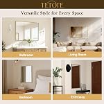 TETOTE Brushed Nickel Bathroom Mirror 42 x 36 Beveled Rectangle Bathroom Vanity Mirror for Over Sink, Tempered Glass, Shatterproof, Metal Framed for Bedroom, Entryway, Farmhouse(Horizontal/Vertical)