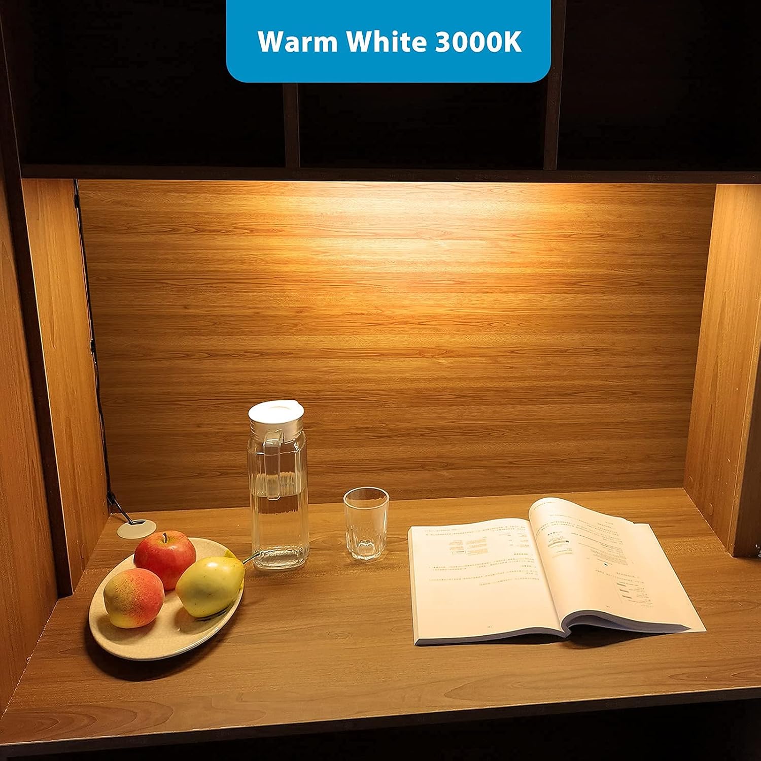 Litever Under Cabinet LED Lighting Kit Warm White 3000K Plug or Hardwired White Cable Add-on 12" Light Bars 3000K White Cable