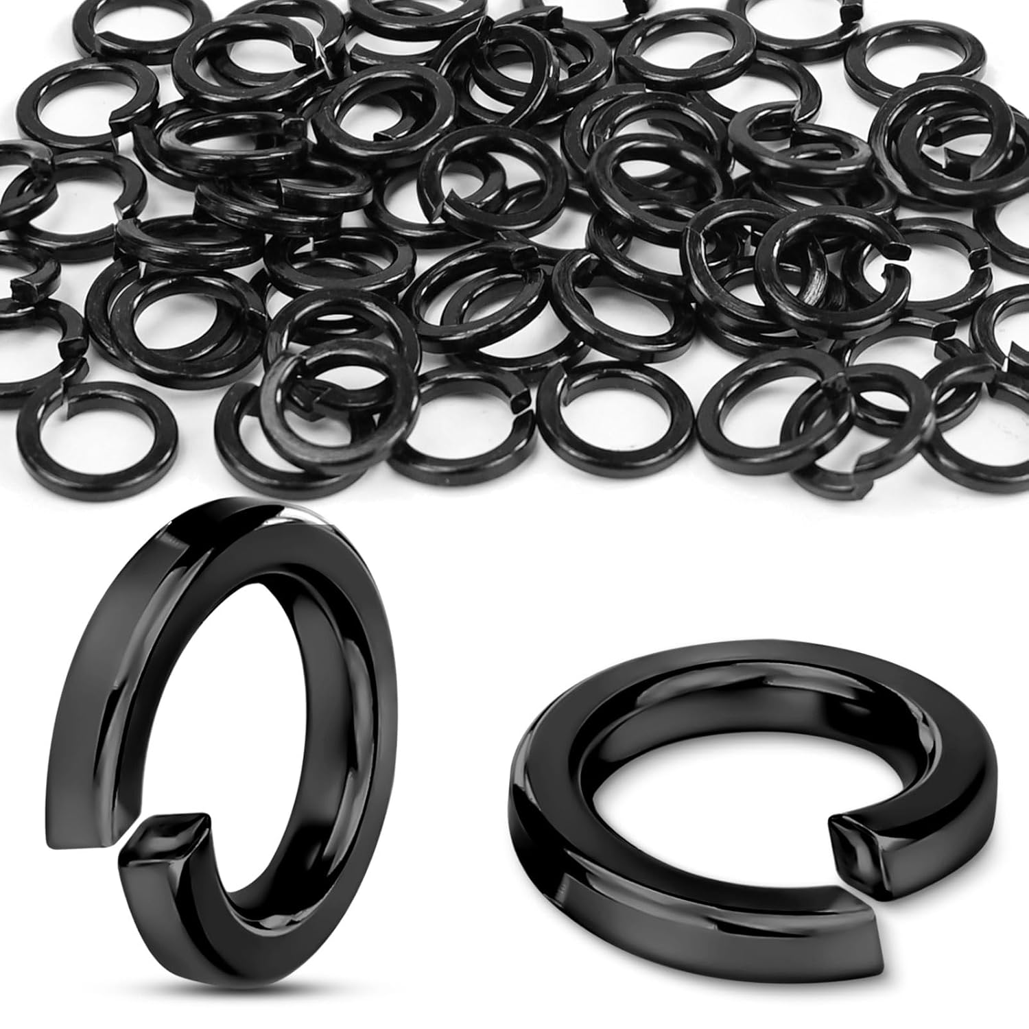 Pack of 60 Spring Washers M8 Stainless Steel Spring Washers Snap Ring M8 Stainless Steel A2 V2A Locking Washers Snap Rings Spring Ring for Household Appliances Mechanical Devices (Black)