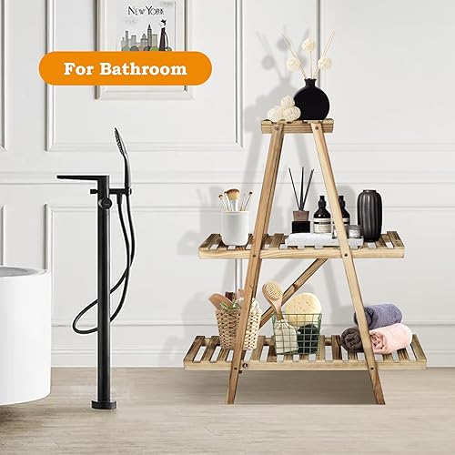 Miniatura 2 de Estante de escalera de 3 niveles, estantes de escalera para plantas, estante plegable para escalera, estantería de escalera para oficina,