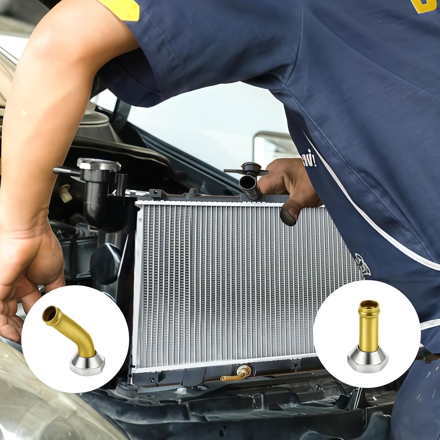 Transmission Cooler Oil Tube Connector Compatible with Toyota Tacoma 2.4L 2.7L 3.4L 1995-2004, Transmission Fluid Cooler Line Fitting (Thread M14x1.5)