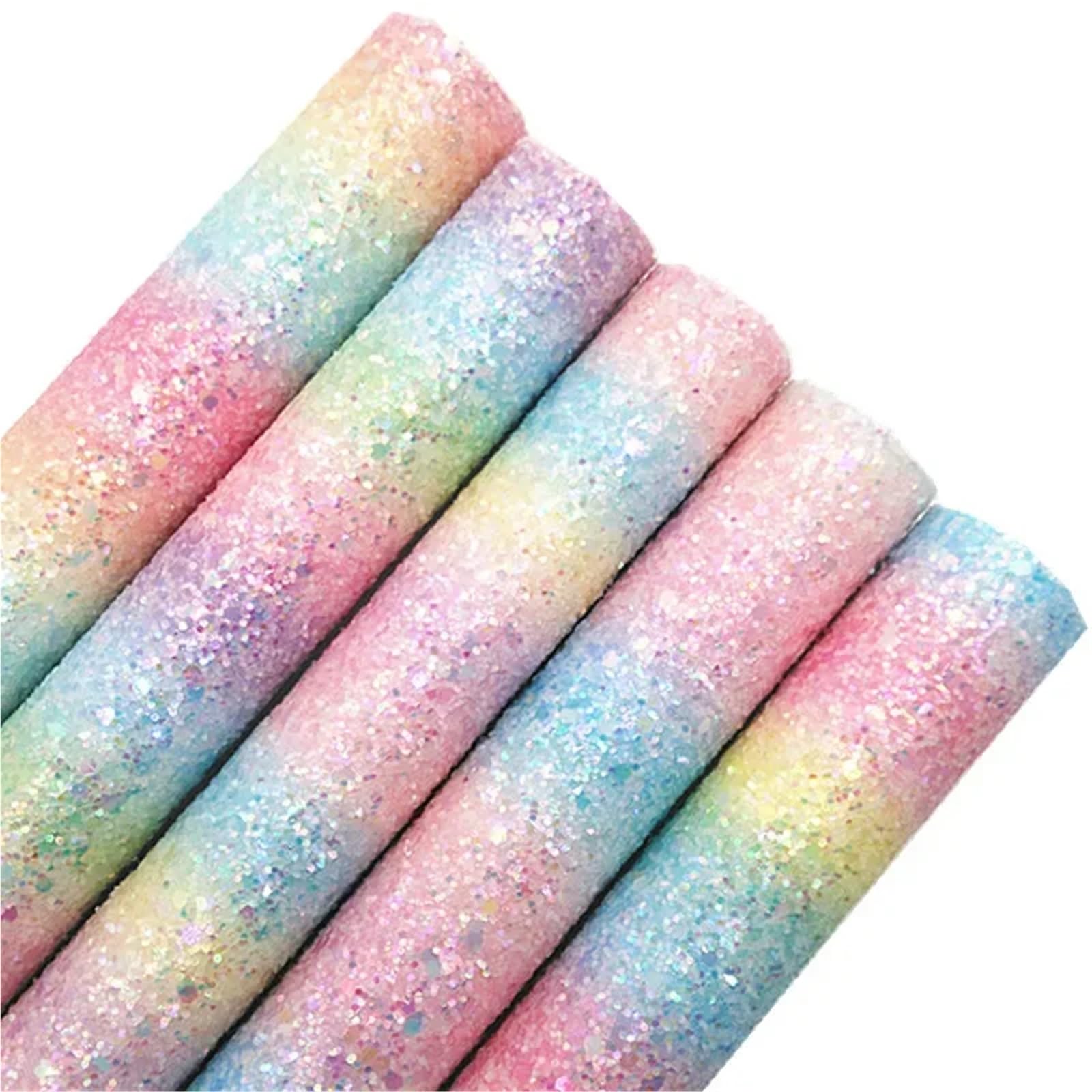 Tkanina ze sztucznej skóry z grubymi brokatowymi d Brokatowy arkusz tkaniny winylowej Filcowy podkład Skóra syntetyczna Rozmiar A4 do rękodzieła DIY(3-30x134cm)