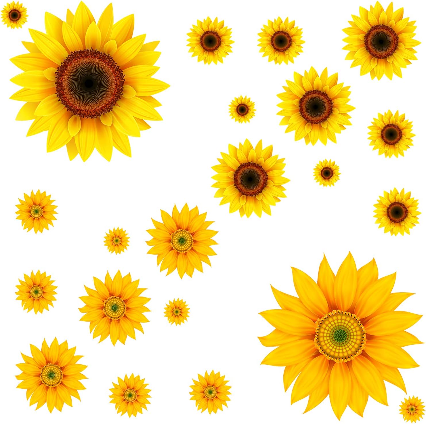 22Pcs DIY Sunflower Wall Sticker 3D Yellow Flower Wall Decals Peel and Stick Removable Wall Art Decor Nursery Daisy Floral Stickers for Kids Baby Living Room Decoration