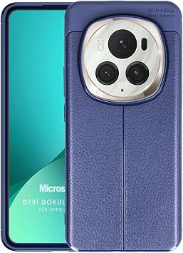 Microsonic Honor Magic 6 Pro K l f Deri Dokulu Silikon Lacivert [Honor Magic 6 Pro ile Uyumlu K l f - Lacivert]