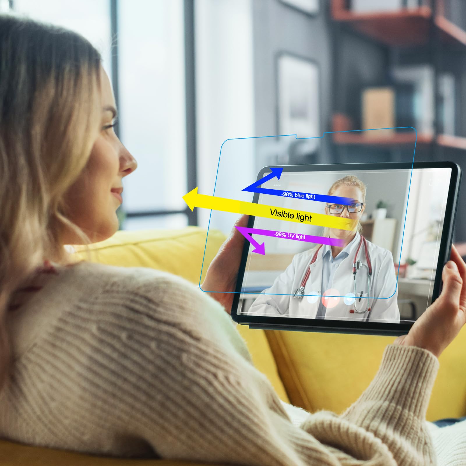 2 Pack - Blaulichtblockierende Displayschutzfolie kompatibel mit iPad Air 11 Zoll 2024 6th Generation M2, Anti-Blaulicht Anti-Glare iPad Air 11 Zoll Tablet Displayschutzfolie Anti-Fingerabdruck