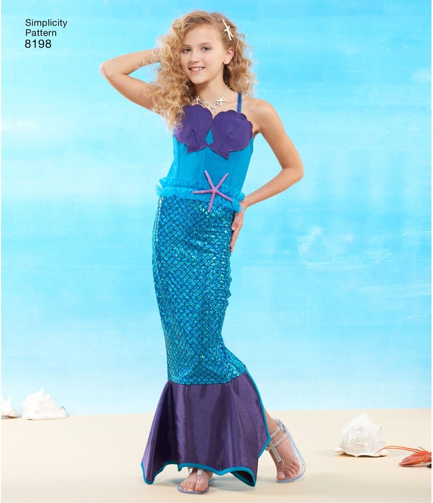 Simplicity 8198 Toddler's, Girl's and Women's Mermaid Costume Sewing Pattern, Sizes 2-4, 8-12, and 10-16