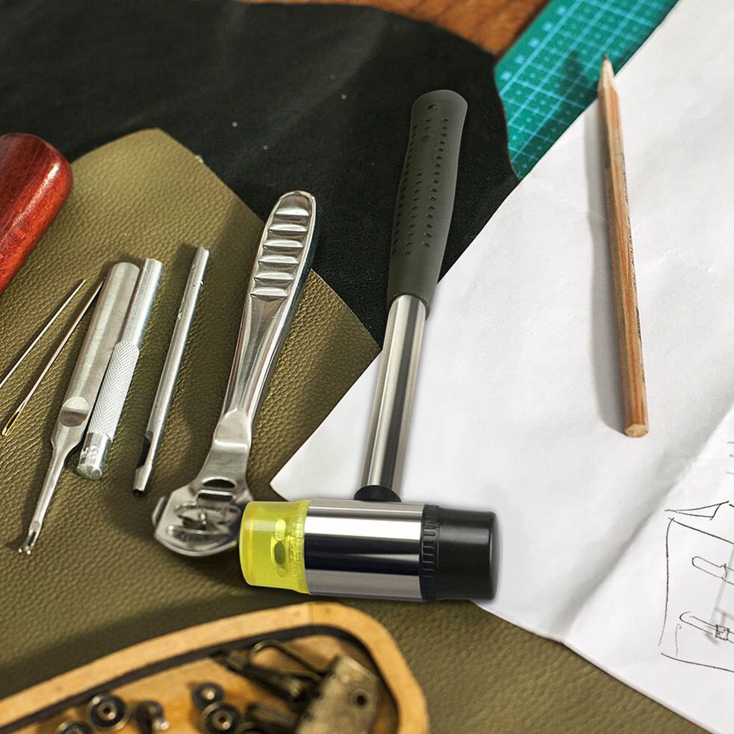 Martello In Gomma Double Face 25mm E 35mm - Testa Morbida Per Lavori Di Precisione Su Gioielli, Pelle E Legno