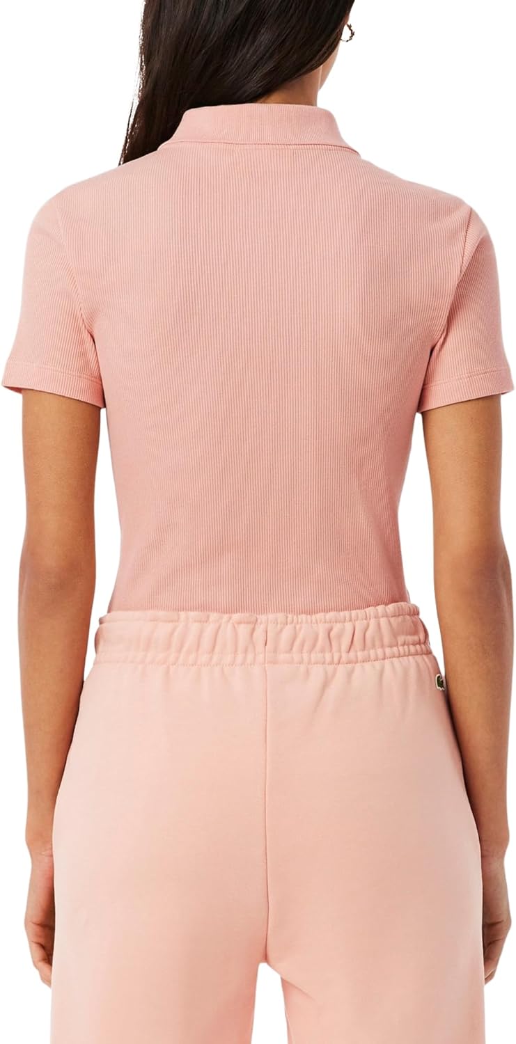 Lacoste Womens Slim Fit L.12.d Ribbed Cotton Polo Shirt - Image 2