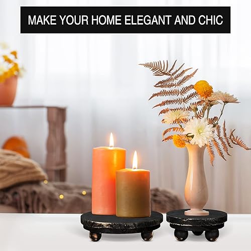 Miniatura 14 de Amyhill 3 elevadores de madera de 5/4/3 pulgadas para exhibición, soporte de pedestal de madera, mini soporte redondo de madera, soporte de pedestal