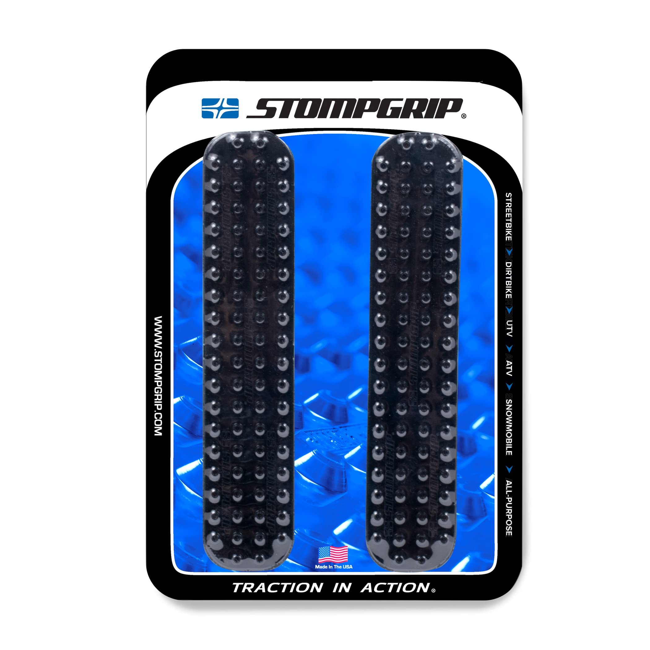 StompgripMotorcycle Traction Pads - Universal Mini Strips - Volcano Grip Pattern (Black)