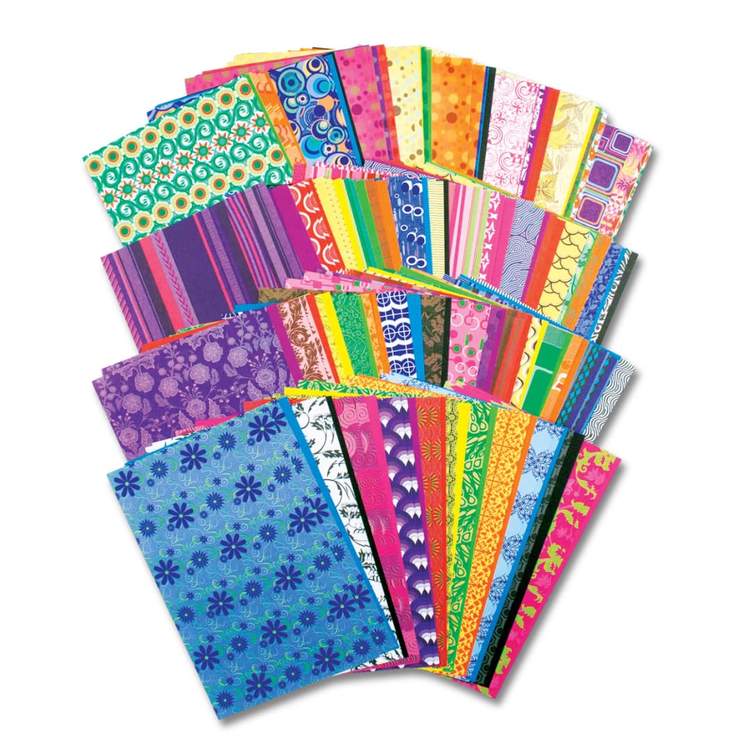 Decorative Hues Paper - 192 Sheets 5.5" x 8.5" Pattern Craft Paper, 64 Unique Designs in 8 Color Schemes, Scrapbooking, Origami, Collage, Card Making, Classroom Art Supplies, Made in USA