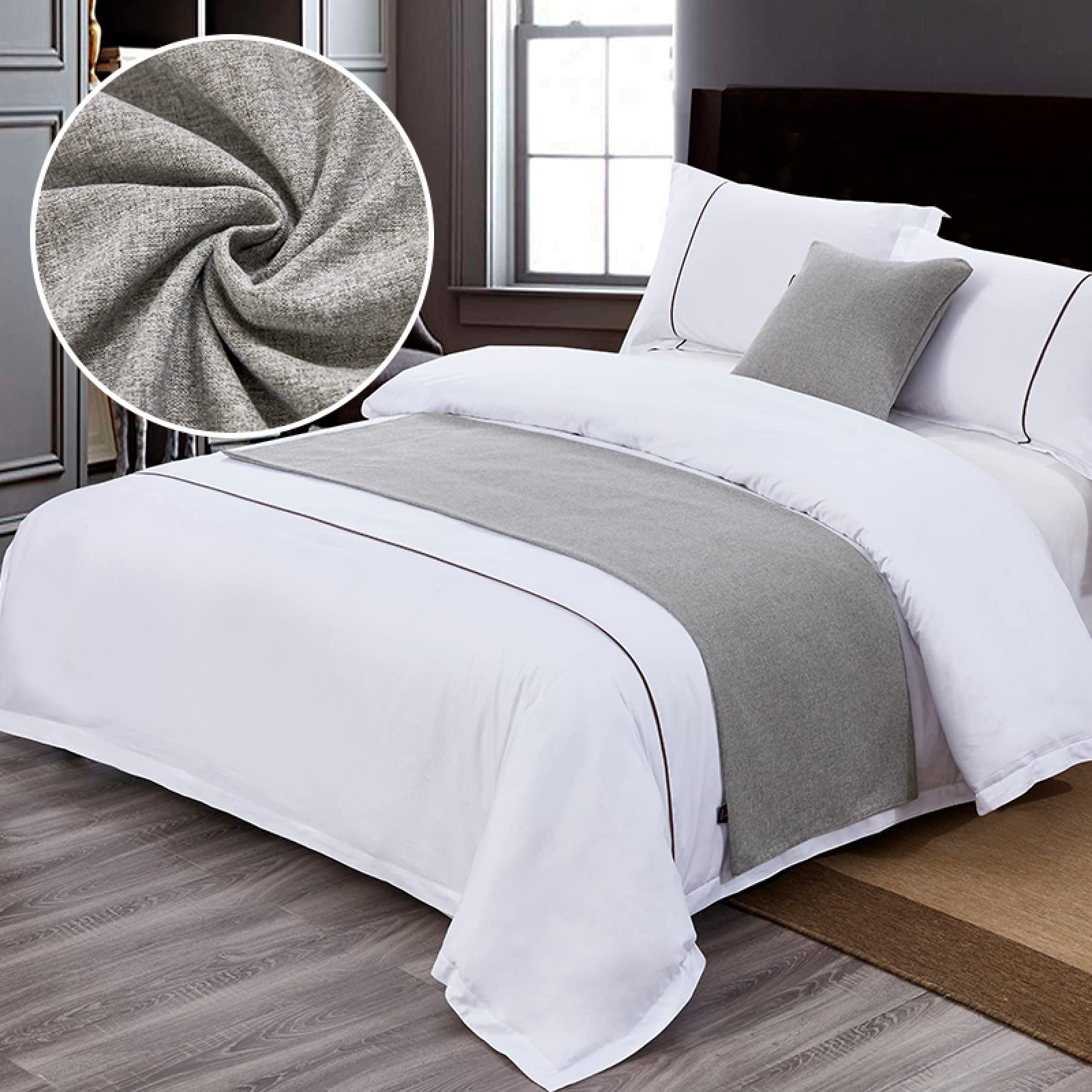 Sciarpa da letto grigia 50 x 180 cm – decorazioni per casa e hotel – runner da letto scialle