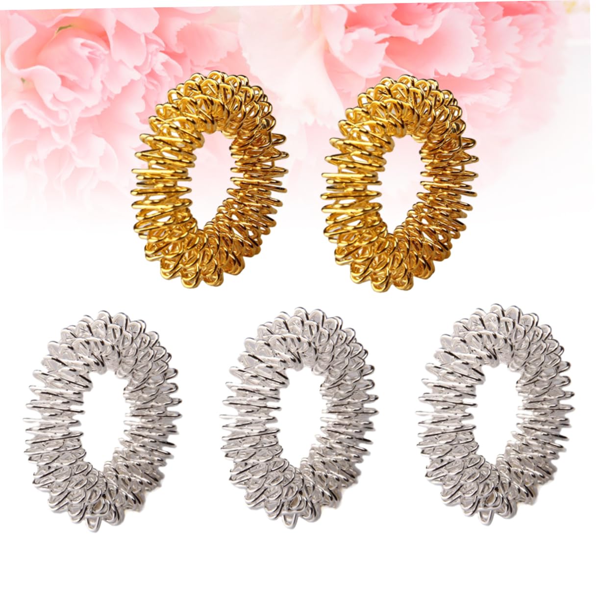 Outanaya Finger Acupressure Ring Sensory Finger Rings for ADD Adults Golden 3 Silver