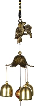 Feng Shui Three Bells Wind Chimes for Positive Energy, Home Decor Hanging 18 Inch Long.