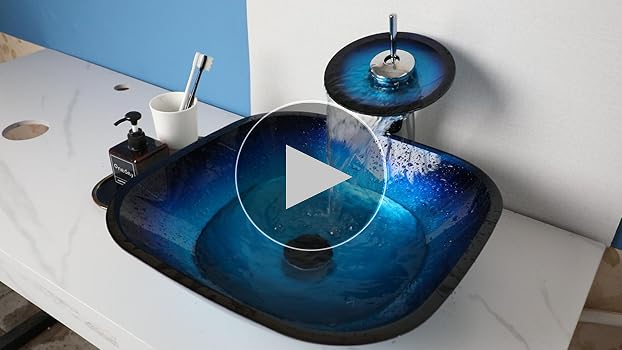 Lonuebu Artistic Vessel Sink - 17 Inch Square Tempered Glass