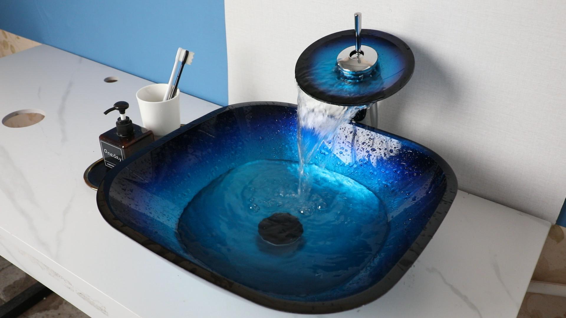 Lonuebu Bathroom Sink Set 17 Inch Artistic Sink with Faucet and Lonuebu Bathroom Sink Set 17 Inch Artistic Sink with Faucet and