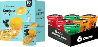 Hethstia High-Protein Ramen Cup Variety 6 Pack (Chicken, Beef, Pork Tonkotsu) & Konjac Jelly Orange 10 Pouches, Plant-Based Instant Soup & Drinkable Jelly, Low Calorie, Keto, Vegan, Healthy Food Gift