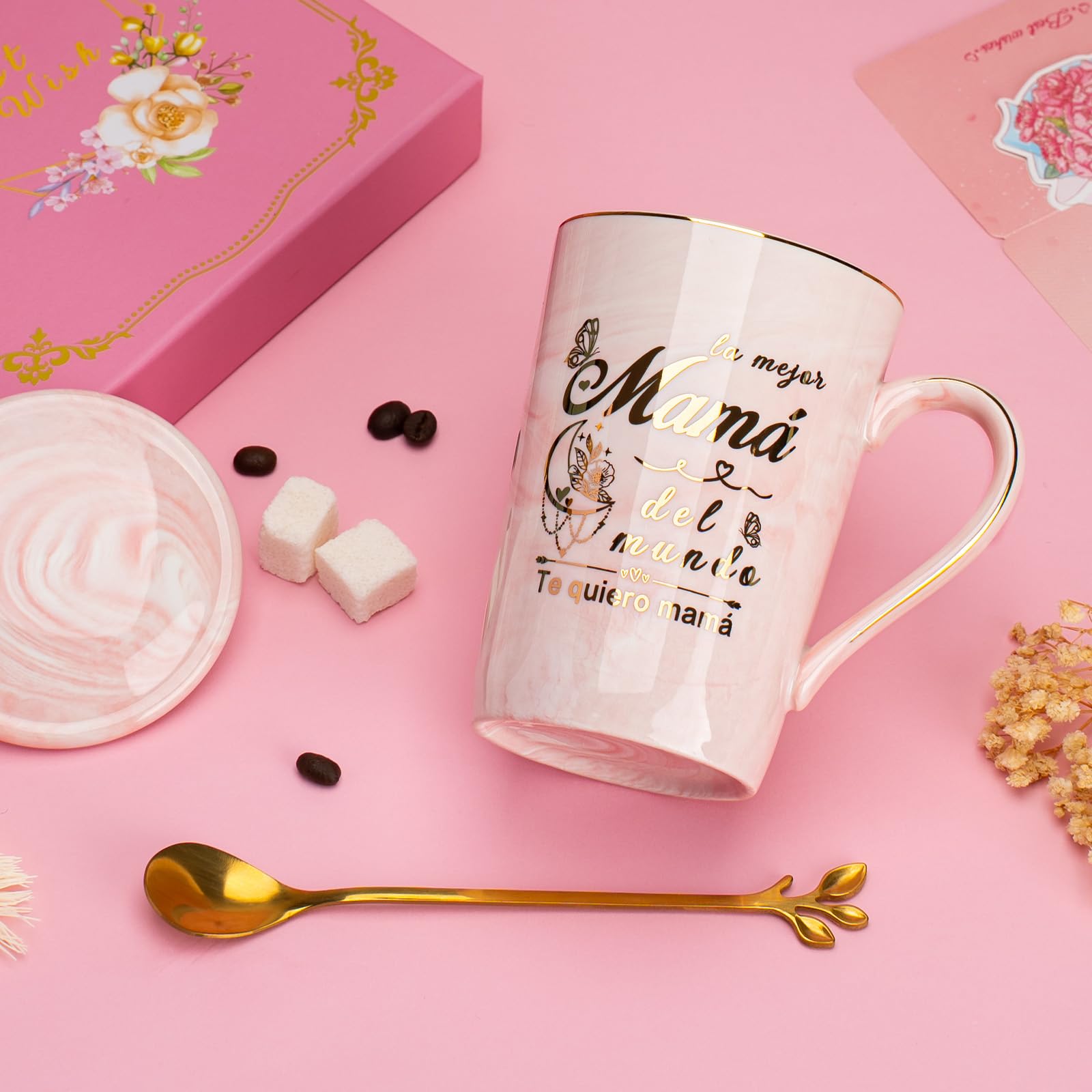 Regalo Dia de la Madre, Regalos para Madres, Regalo Cumpleaños Madre Taza, Regalo Mamá Regalos Día de la Madre Regalo Original, 400ml Ceramica Taza, con Tarjeta, Cuchara Caja de Regalo — view 8
