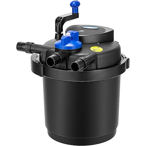 VIVOHOME Pressurized Biological Pond Filter with 13-watt Light, 1580 GPH Suitable for Koi Ponds up to 800 Gallons or Ornamental Ponds up to 1600 Gallons