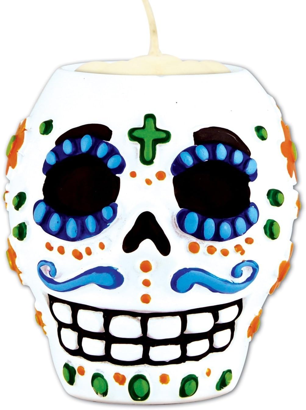 Beistle 6-Piece Day of The Dead Male Tea Light Holder, White