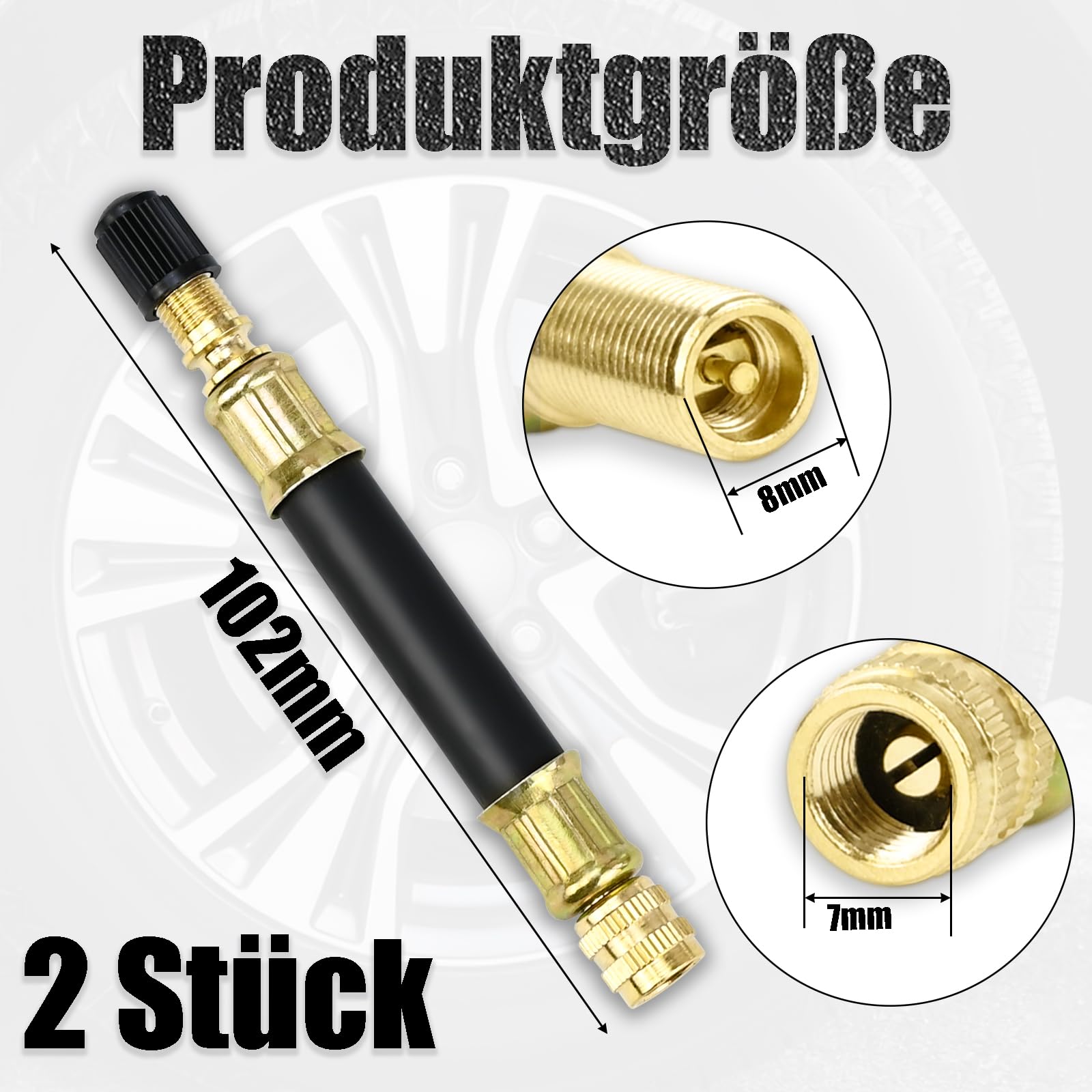 2 Stück Ventilverlängerung Autoventil, 102mm Flexible Gummi Autoventil Verlängerung Ventiladapter Reifenventil Verlängerung Adapter Reifenventilverlängerung für Auto Motorräder Fahrrad - 2