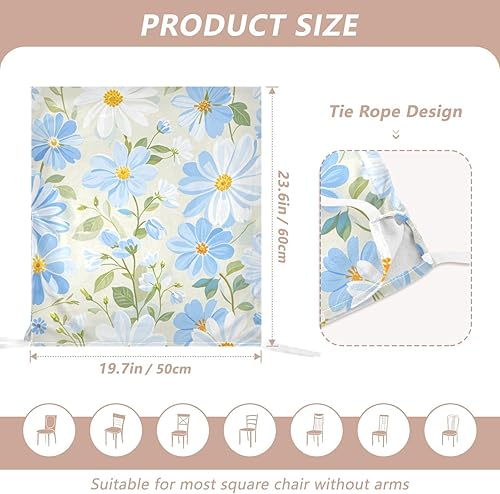 Miniatura 2 de Covers for Chairs Washable for Dorm Desk Set of 2 Office Chair Seat Cover cubiertas para sillas de comedor Summer Fresh Blue Daisies