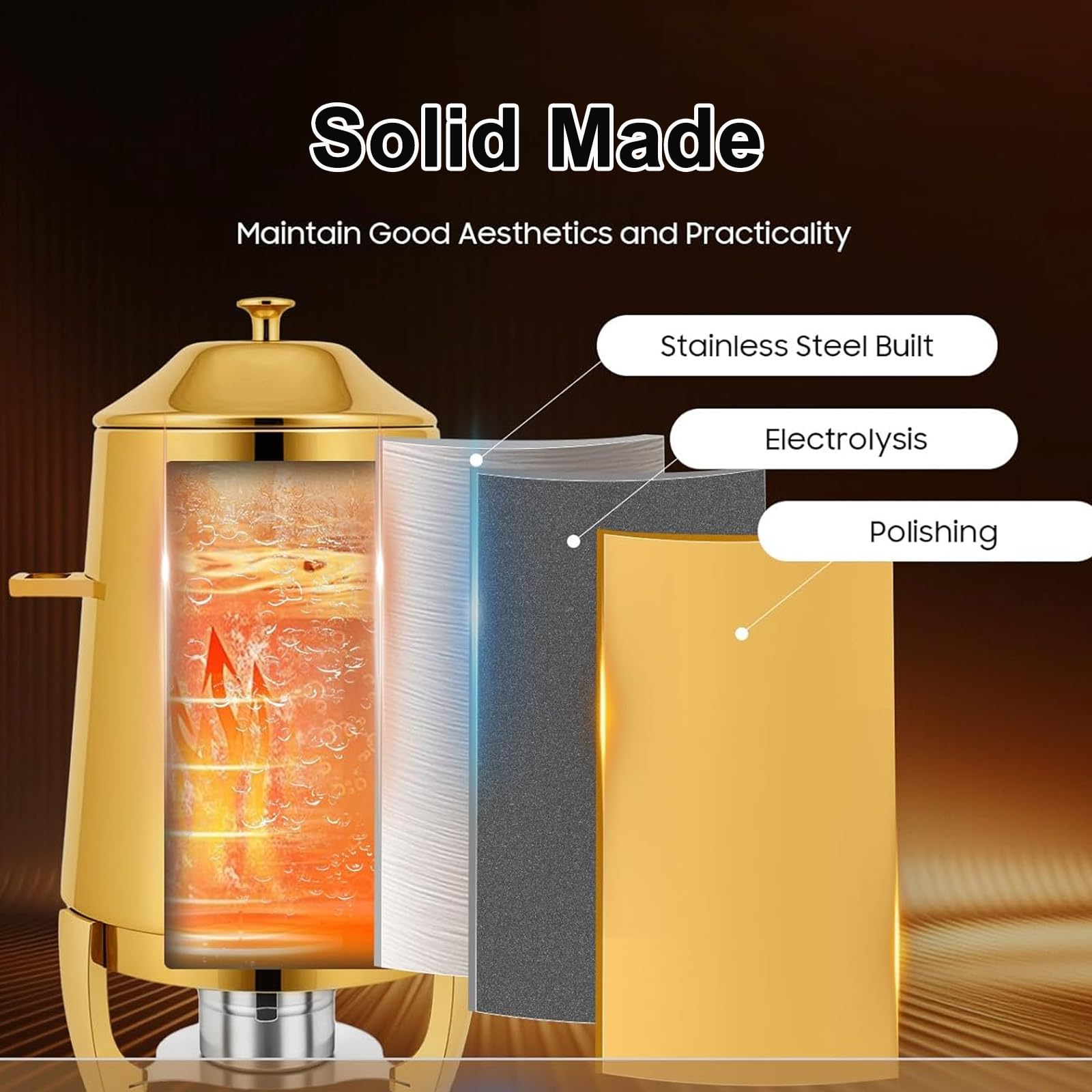 Dispenser per bevande calde da 13 l, in acciaio inox, con rubinetto, per caffè, tè, acqua, succhi di frutta, per catering, matrimoni, eventi, feste