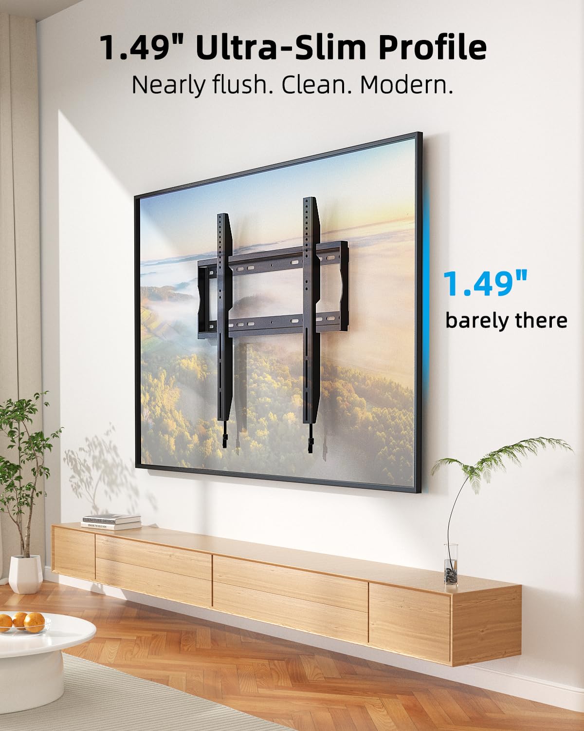 HOME VISION Supporto fisso da parete per TV fino a 100", VESA max 600 x 600 mm fino a 200 kg, adatto a perni in legno da 16/18/24", staffa universale a basso profilo per TV, salvaspazio, HV8602