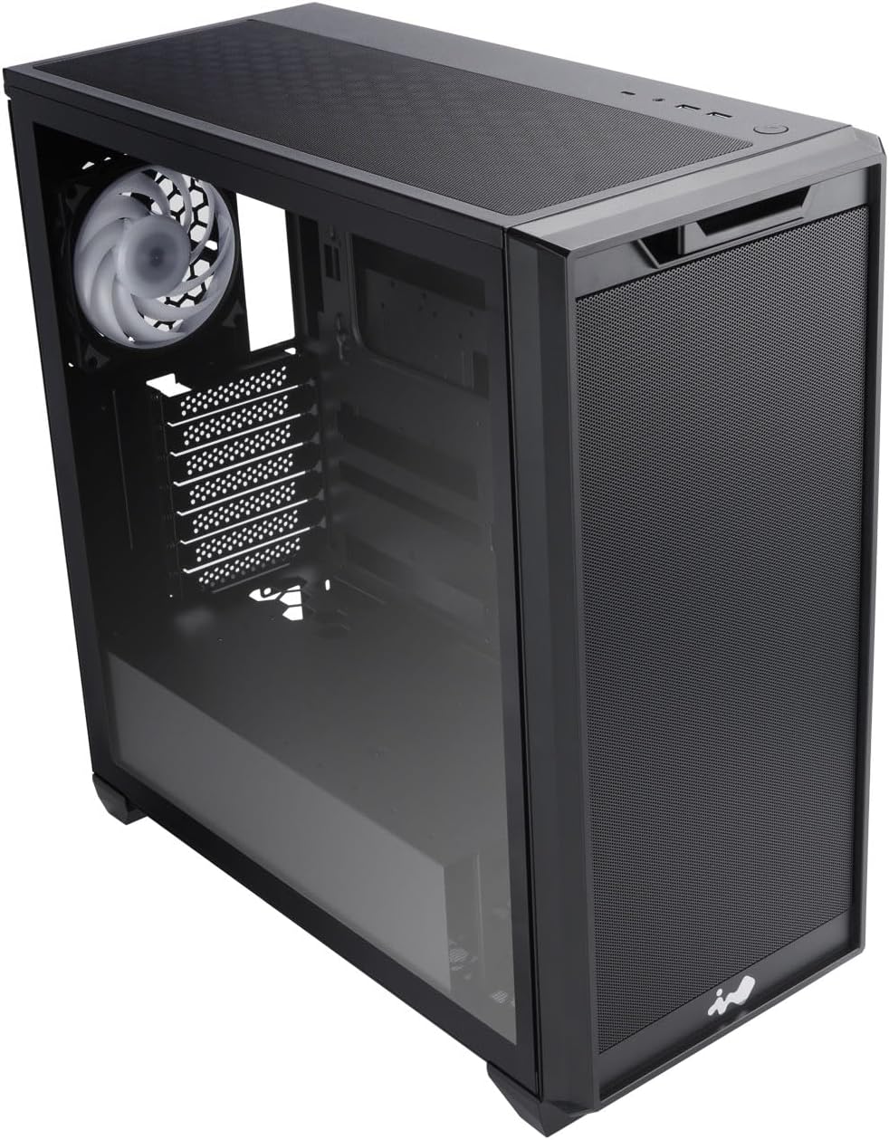 D5 Black E-ATX Mid Tower Chassis with Temper Glass Side Panel/One AN120 ARGB Case Preinstalled