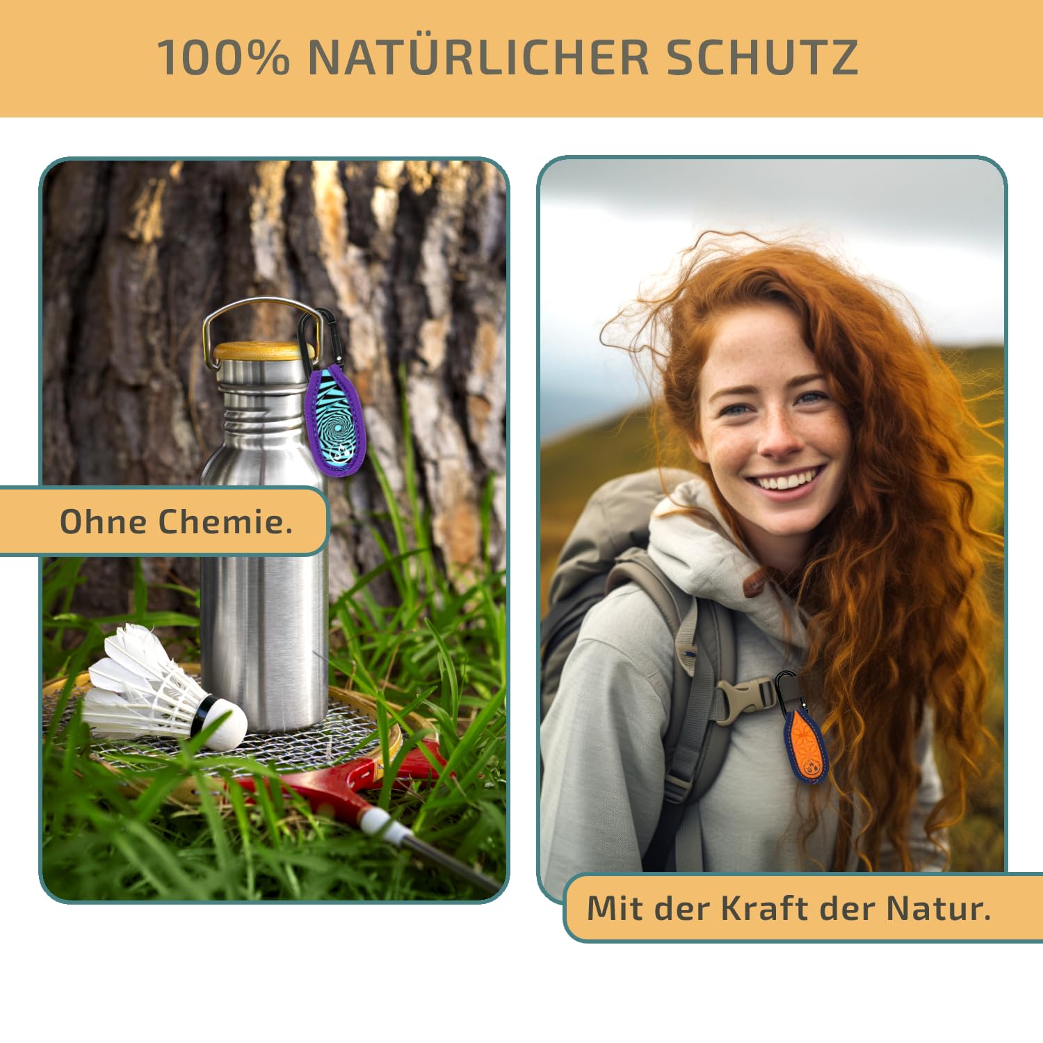 OLLEENO® Mückenschutz Clip Moskito Insektenschutz Anhänger für Outdoor Camping Wandern Sport Anti Mücken Clip aus Neopren (4 Stück + 4 Nachfüll-Pellets)