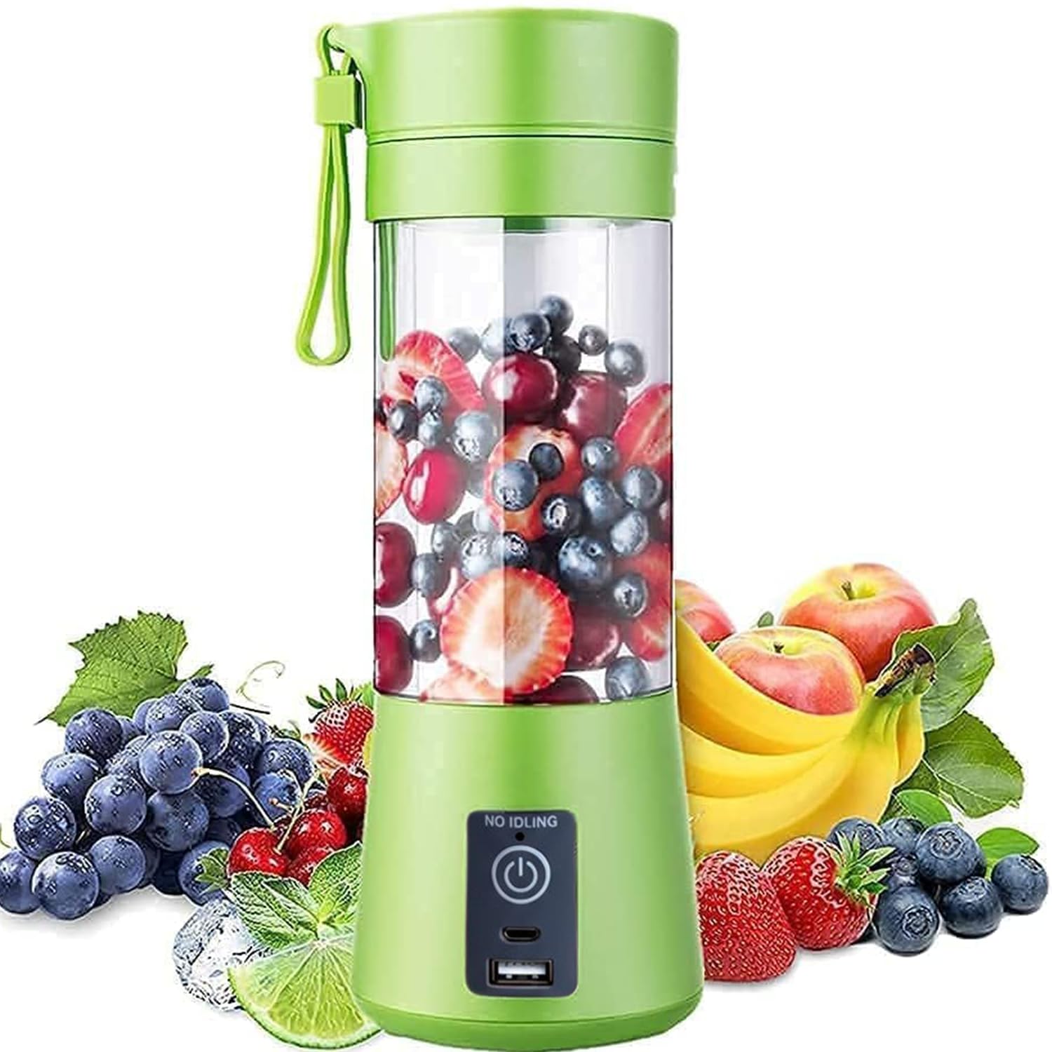 Portable USB Rechargeable Blender | 6 Blade Juicer Blender with Built-in 380ml Jar | Smoothie Maker for Shakes, Juices and Protein Drinks | Lightweight Cordless Mixer Bottle (Multicolor)-image-11