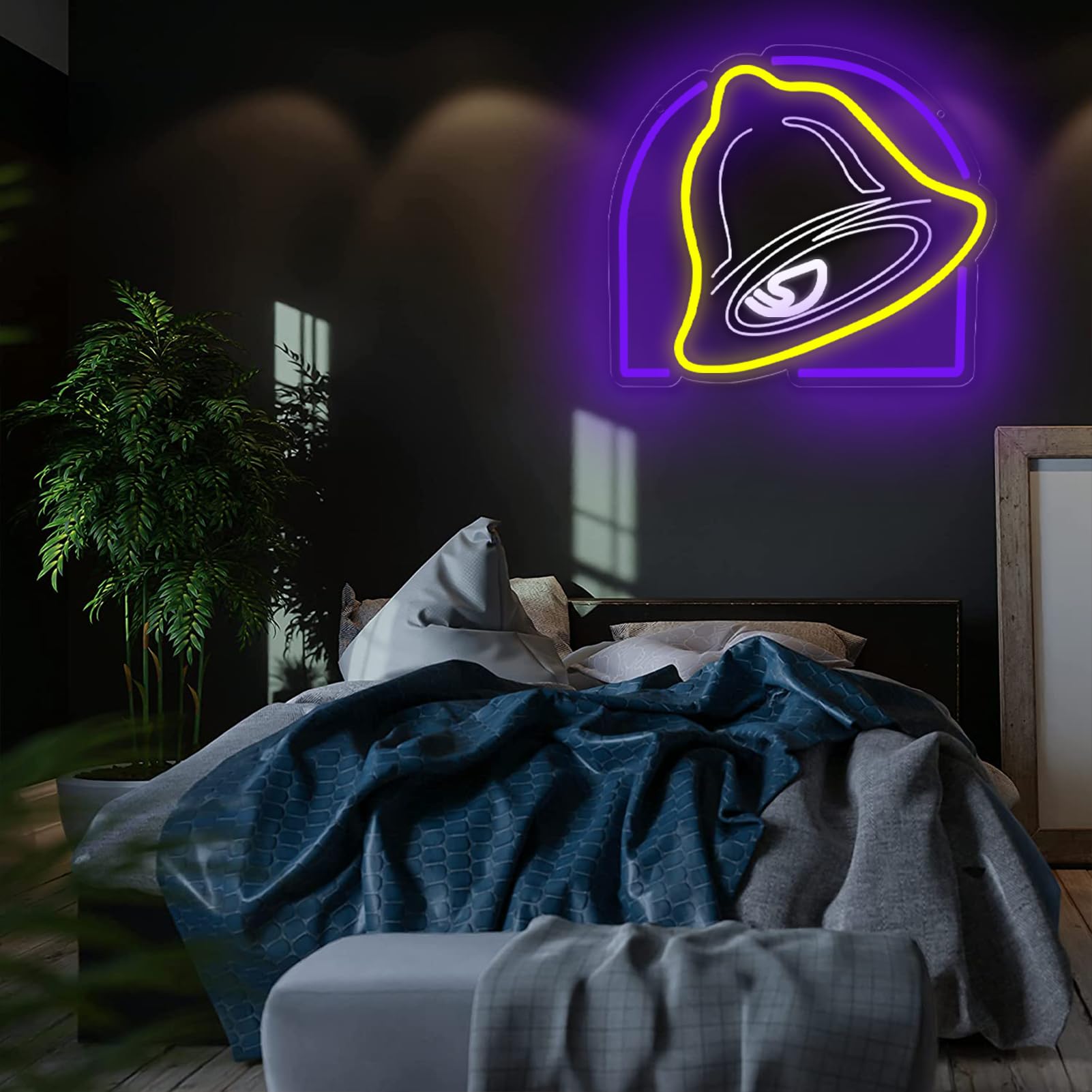 Pugna Tacos Insegne al neon per decorazione da parete, luci al neon a LED, adatte per gli amanti dei tacos, negozi, casa, cucina, idee regalo, Pugna-Taco Bell-002