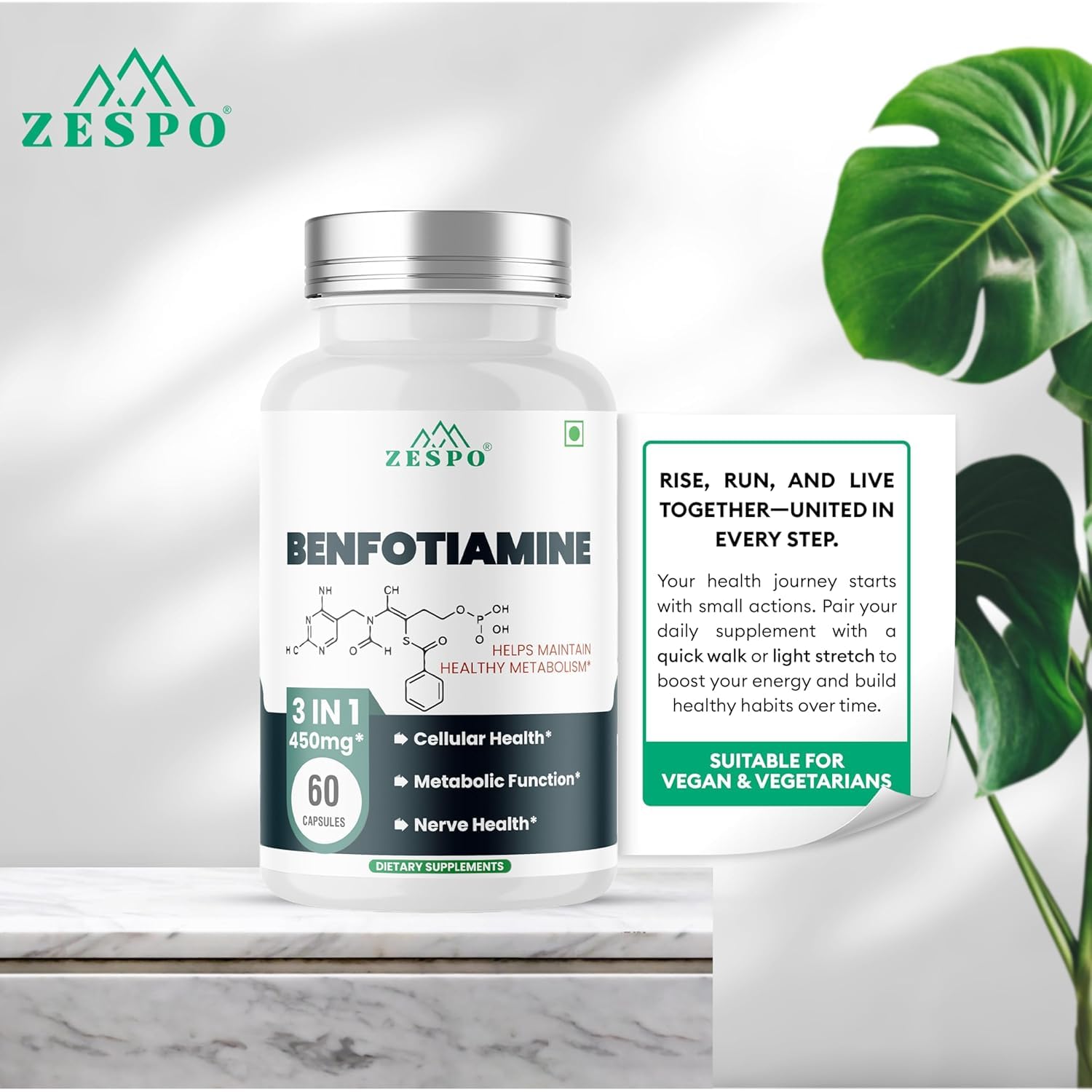 Zespo Benfotiamine 450mg Vitamin B1 Alpha Lipoic Acid L-Leucine 60 Ct 1