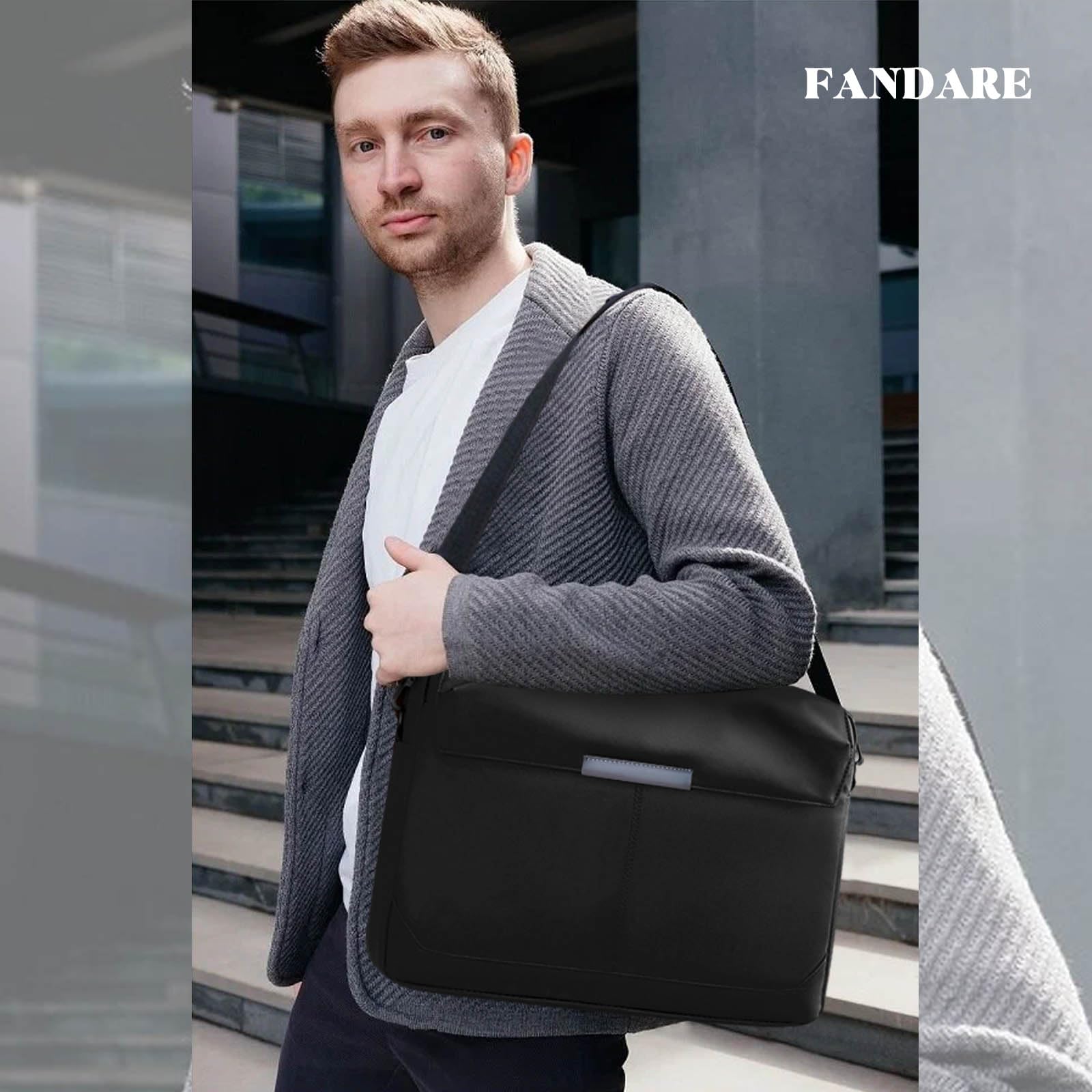 FANDARE Borsa a Tracolla 24 Ore Ventiquattrore Borse a spalla Business Zaino da giorno Sacchetto Borsetta per 12.9 pollice laptop Cartella Portadocumenti Business Crossbody Messenger Bag