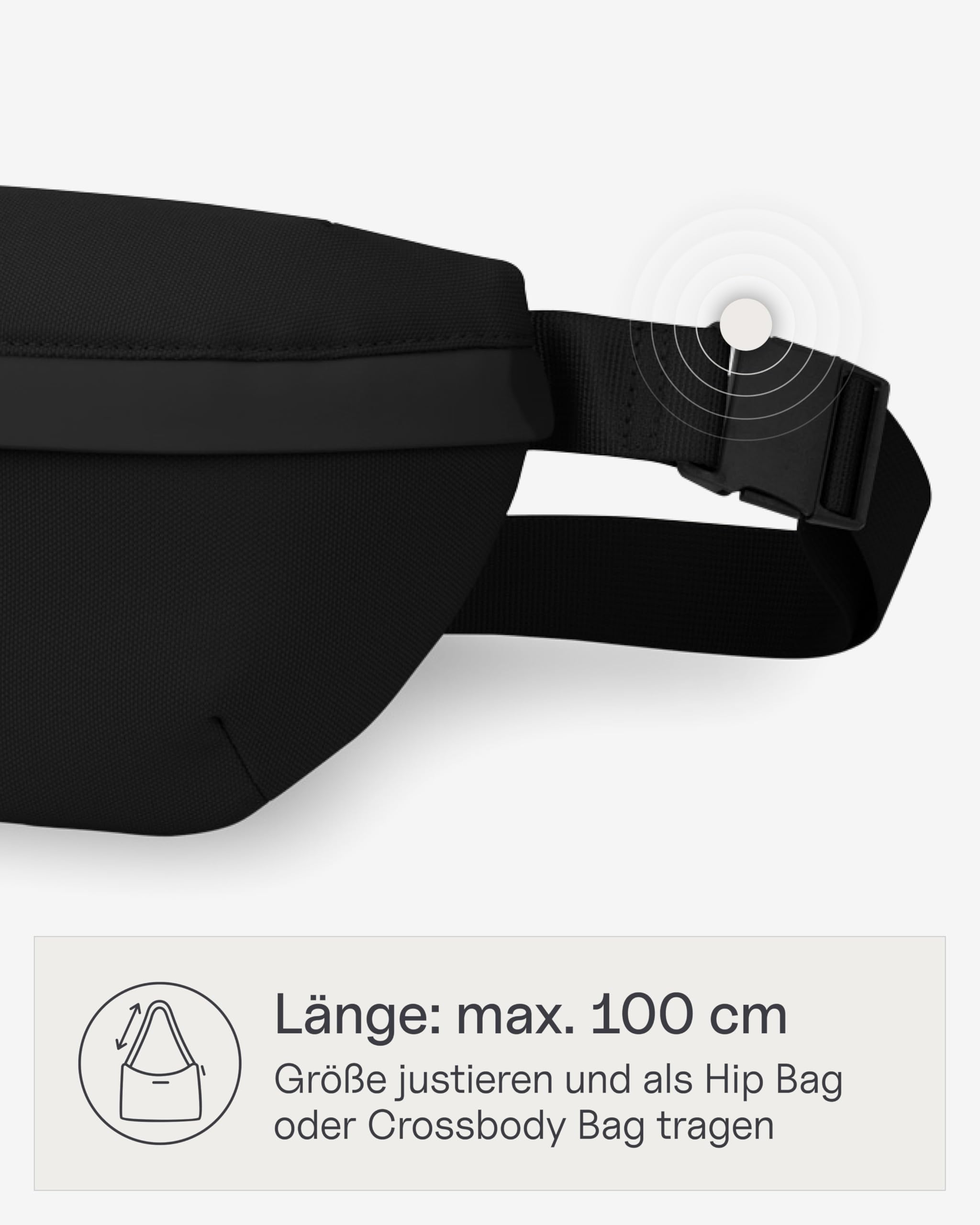 Kapten & Son Chest Bag Sveg All Black 1L Crossbody Bag Vegan Wasserabweisend