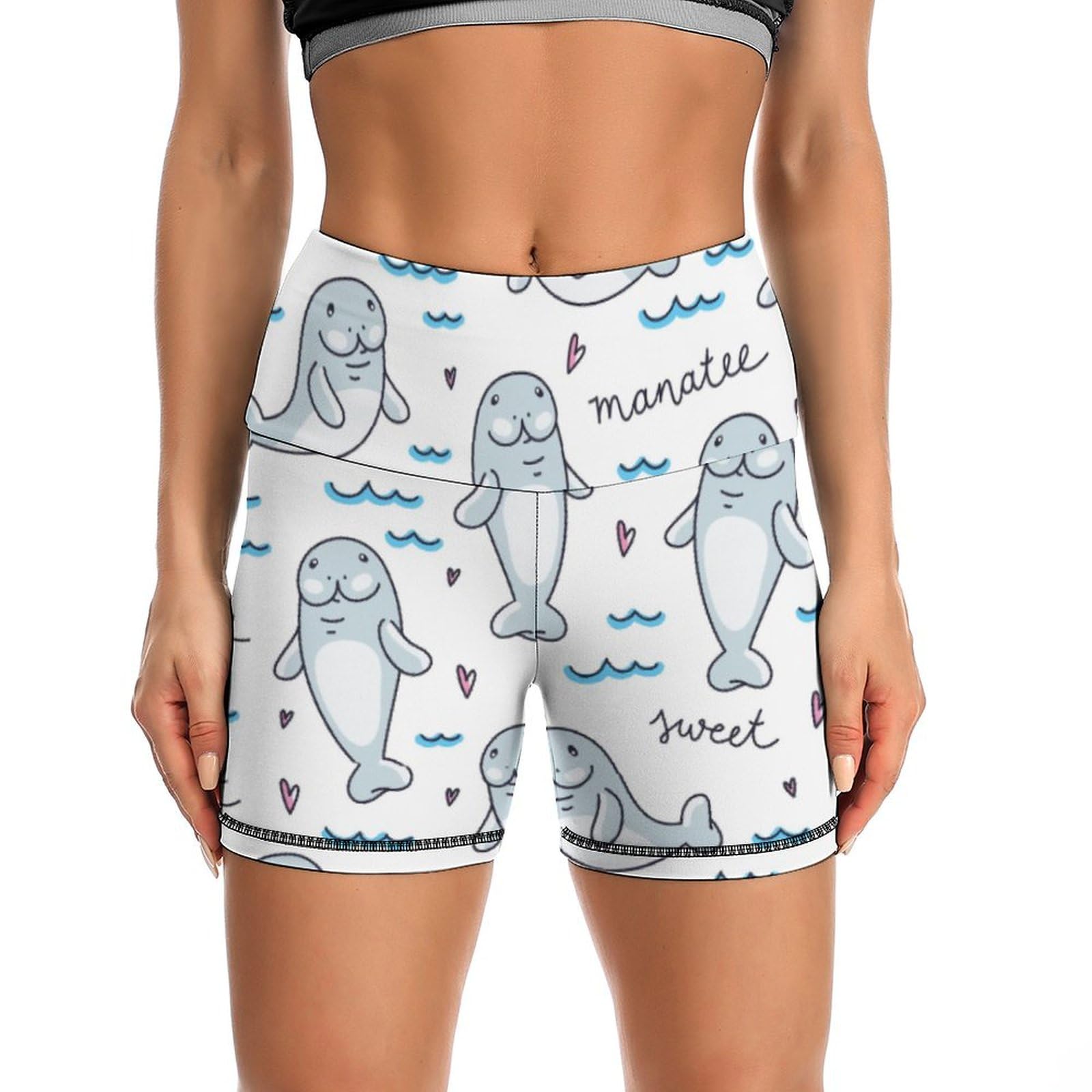 Walrus Animal Ocean Pattern High Waist Yoga Shorts for Women Athletic Shorts Leggings Running Pants