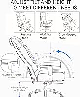 Vista 4 de Efomao - Silla ejecutiva de escritorio para oficina, con reposapiés, soporte lumbar y capacidad de carga hasta 450 libras, silla de computadora