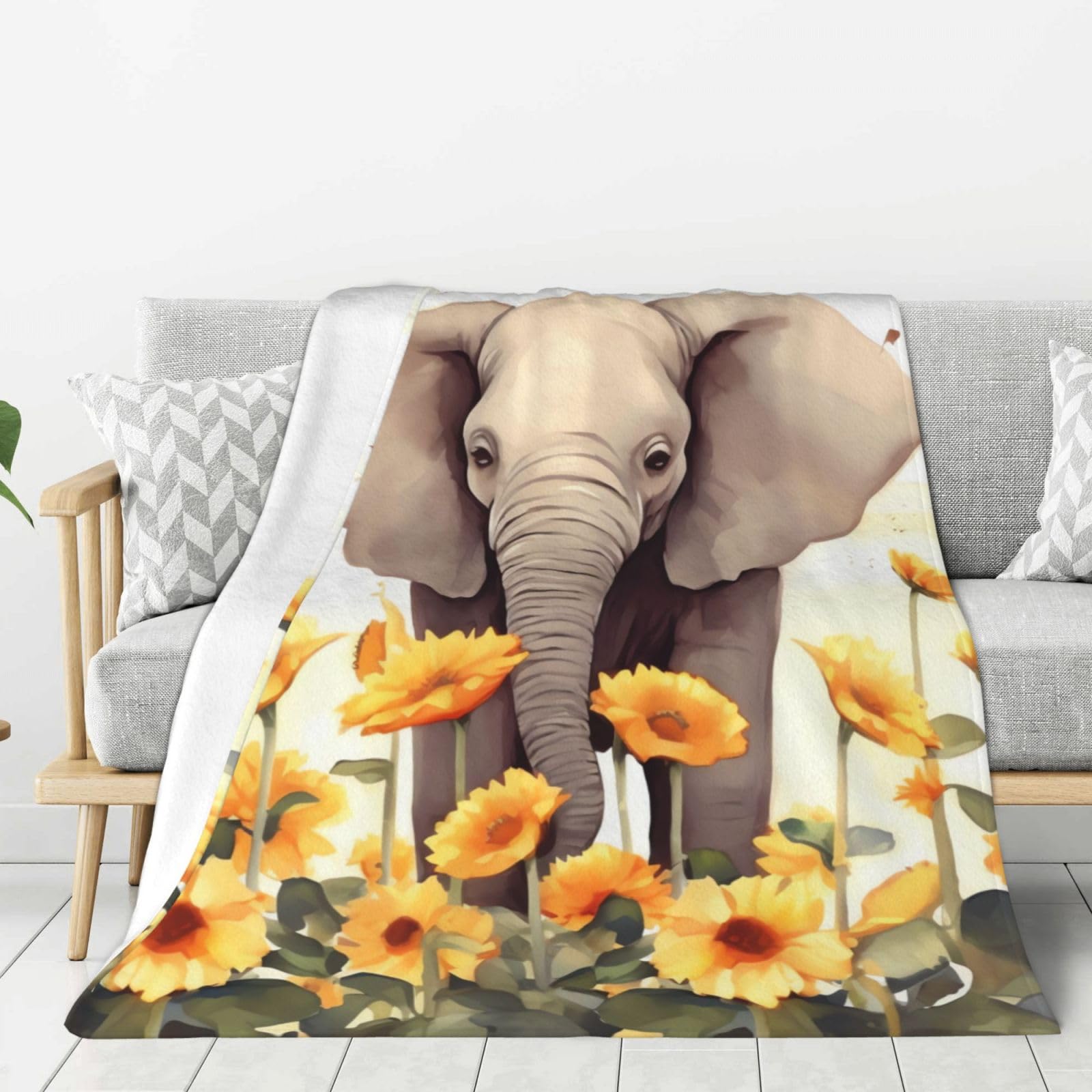 Couverture en peluche chaude motif éléphant le cadeau idéal pour toute la famille