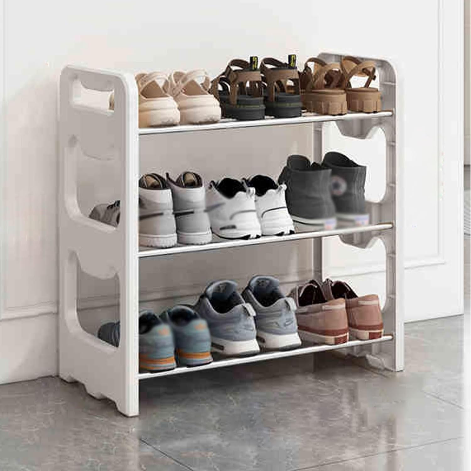 Shoe Rack for Entryway, Space-Saving Shoe Storage, Portable Shoe, Suitable for Entrance, Living Room and Corridor(White,45 * 46.5cm/17.7 * 18.3in)