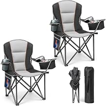 Suteck Folding Camping Chair, Oversized Heavy Duty Chairs, Black 2Pack