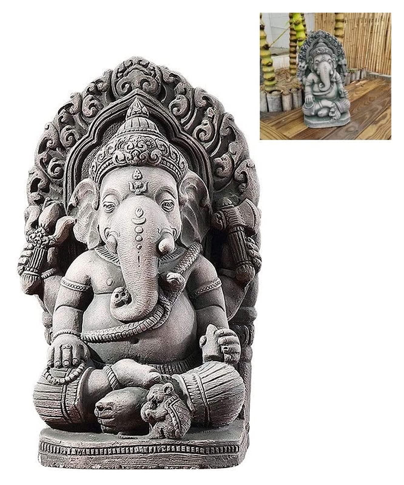 Amazon.co.jp: 工芸品の彫刻 置物 タイの神像ガネーシャ仏像樹脂彫刻