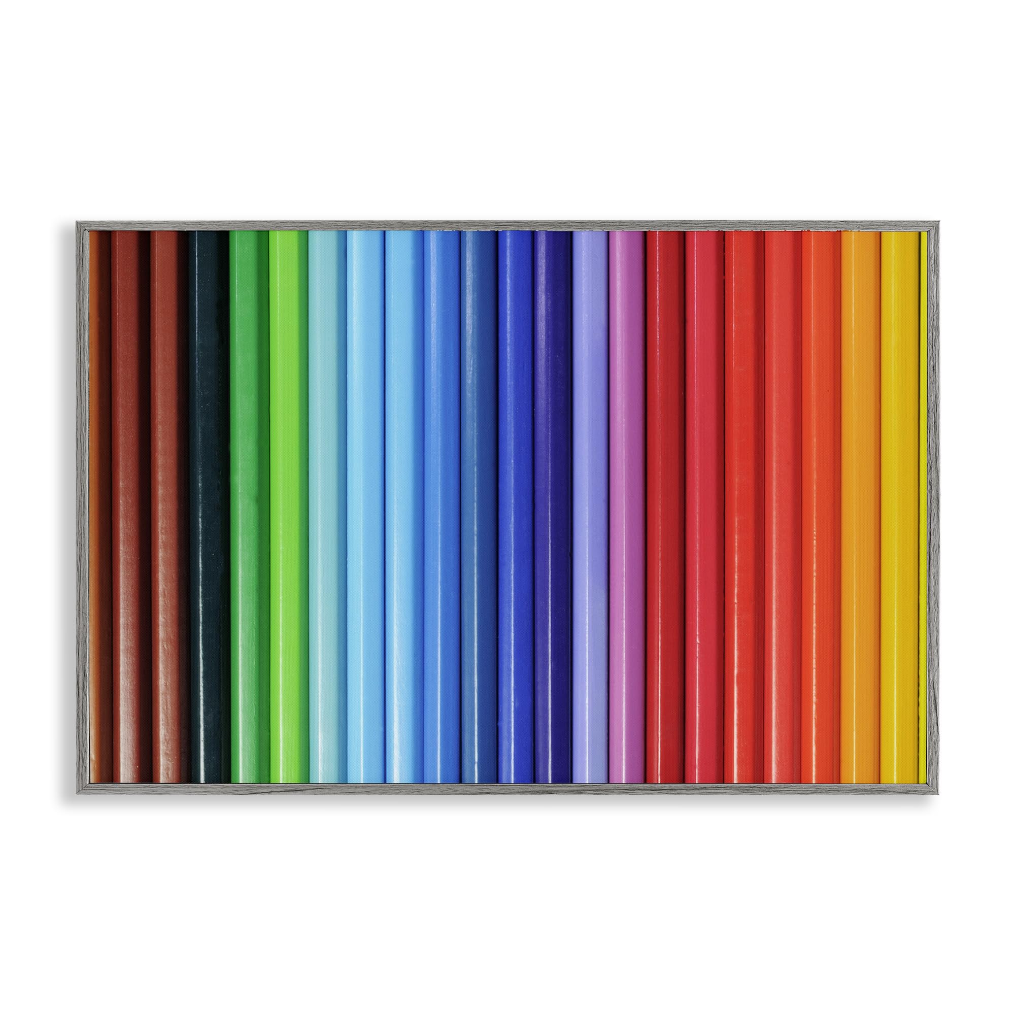 Stupell Industries Farmhouse Gray (Textured) 'Colored Pencil Lineup'| Framed Giclee Art