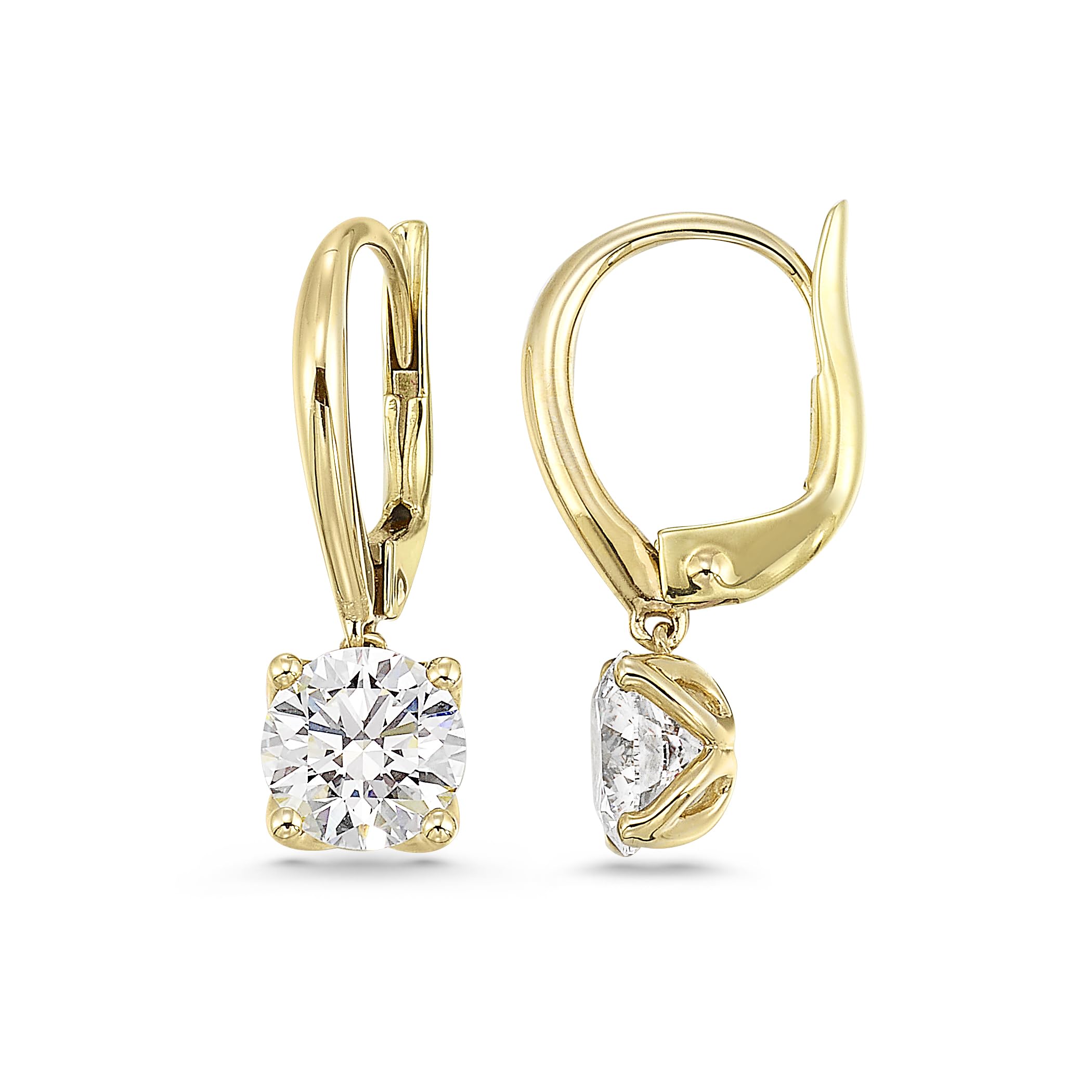 1 2 to 4 Carat Round Lab Grown Diamond Dangle Drop Earrings for Women I 14k Gold Earrings