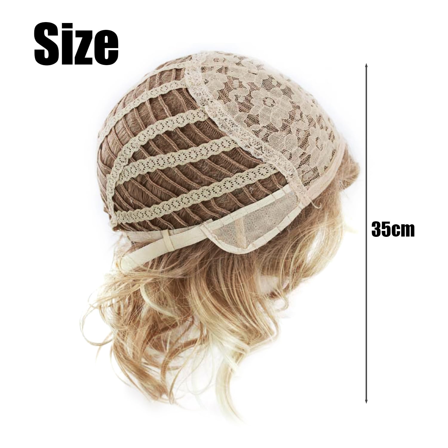 1 Piece Short Curly Bob Wig - Blonde & Brown Mixed Gold Chemical Fiber - Breathable, Suitable for Commuting Parties & Birthdays (35cm) - Image 2
