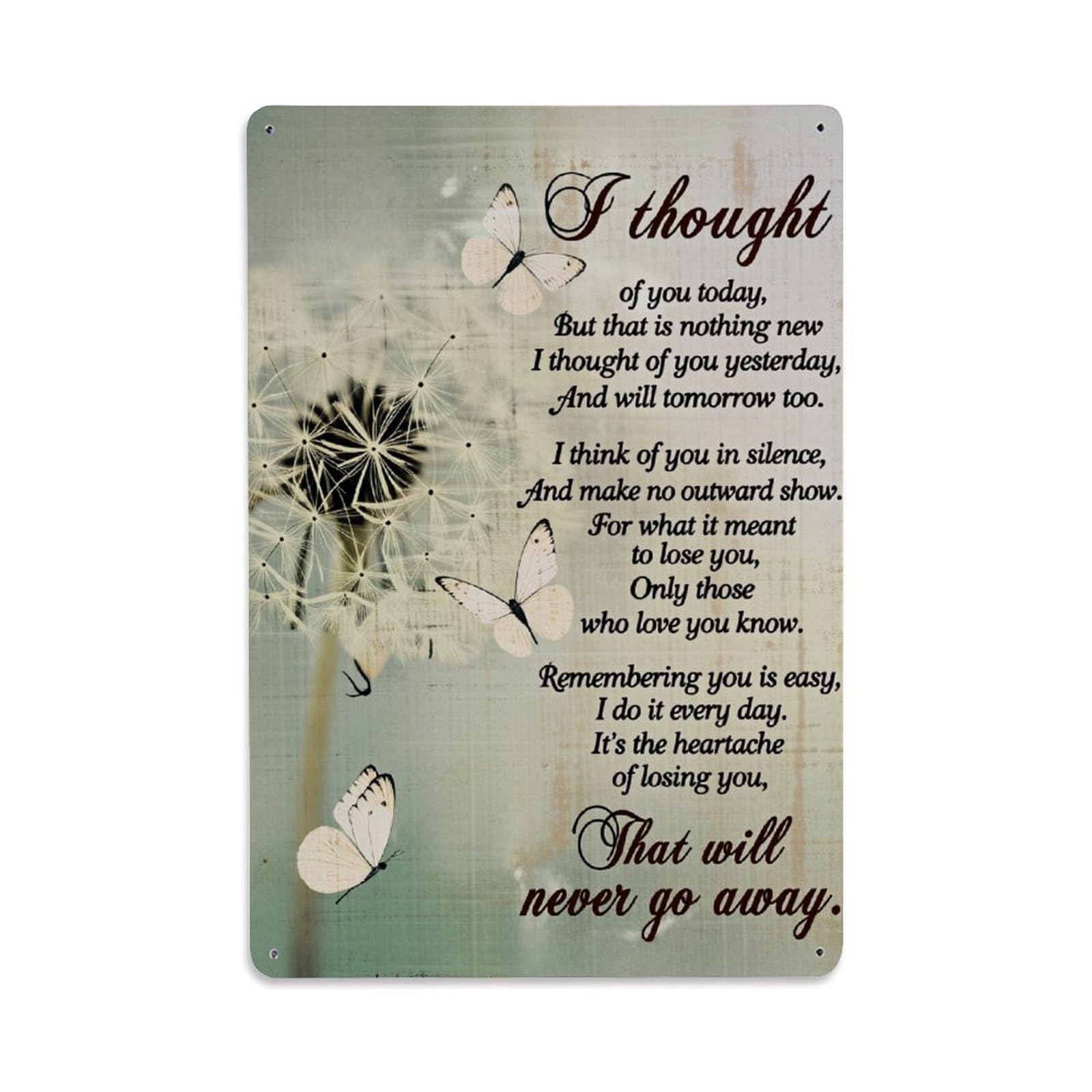 Enderetf Vintage Dandelion Butterflies Text Art Tin Sign Metal Poster, Home Bar Garage Man Cave Cafe Indoor & Outdoor Wall Decoration 8X12inches
