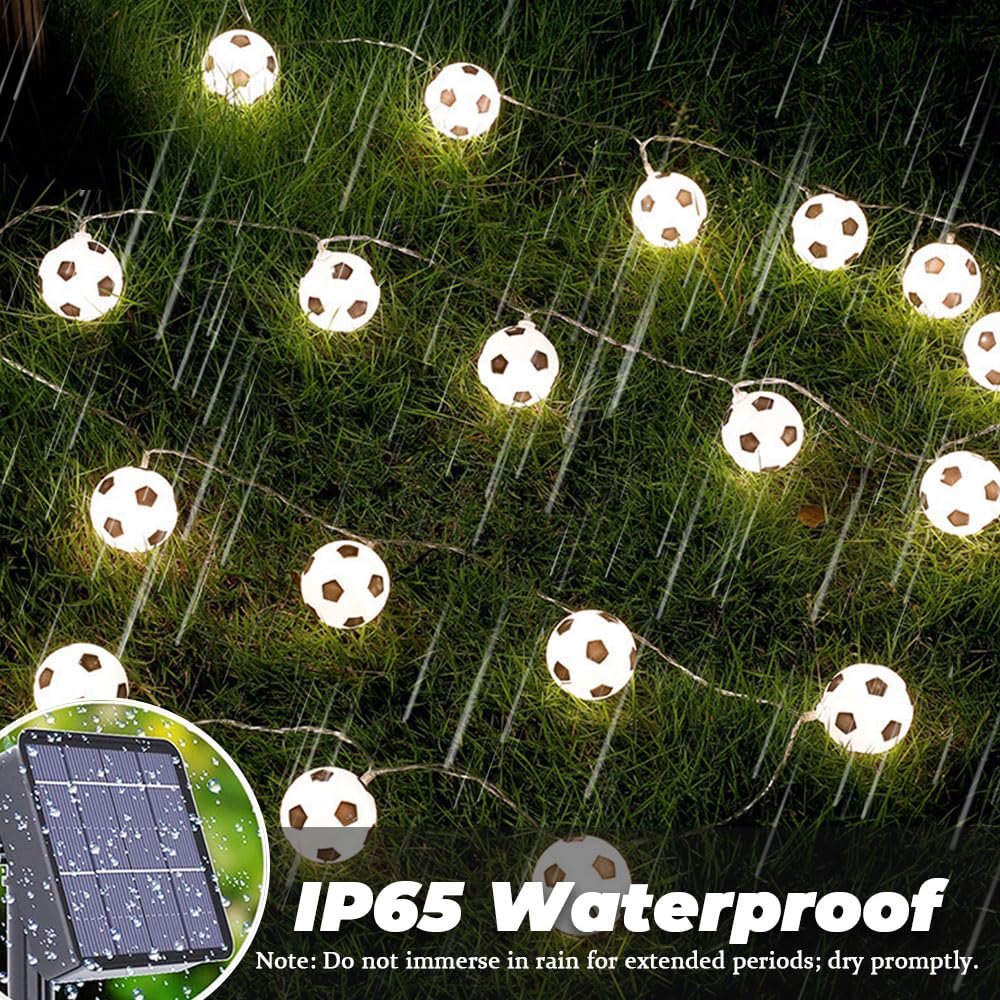 Calcio Catena Luminosa Esterno Solare, 2 Pezzi Catena Luminosa Solare con LED, IP65 Impermeabile Catena Luci Solari Esterno, Adatta per Festival Feste Giardini Terrazze (Colorato,7 m 50 luci)