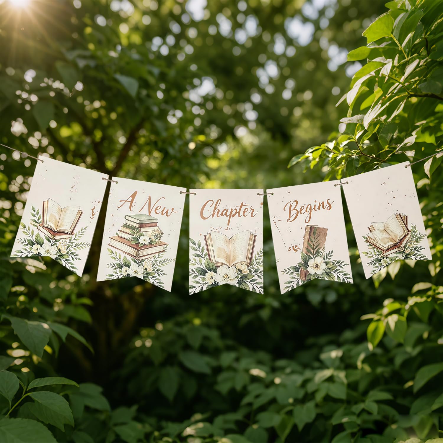 A New Chapter Begins Banner, Book Theme Baby Shower Party Decorations