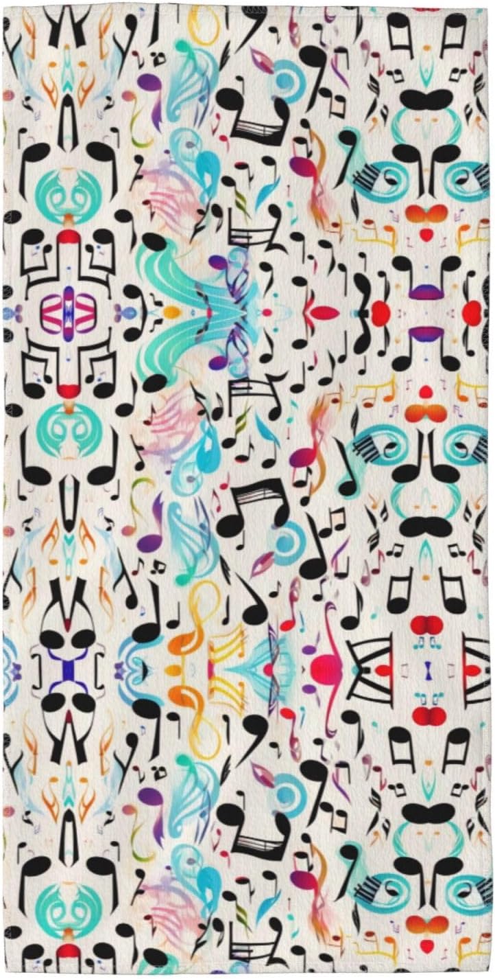 Music Note Print Hand Towels for Kitchen, Decorative Bathroom Towels Decor Farmhouse Cute for Men Women Gifts