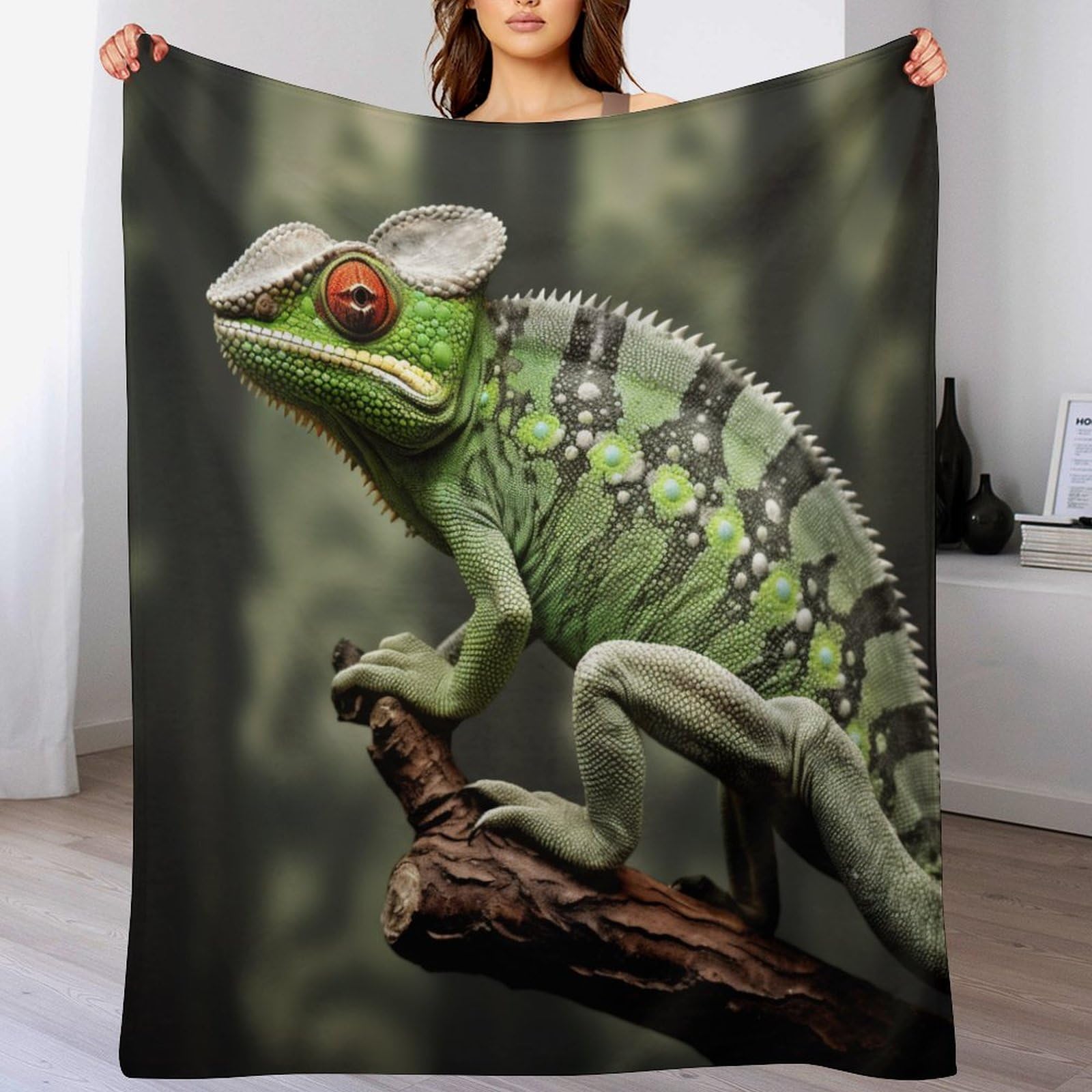 Couverture caméléon en flannel polaire chaude pour lit canapé et bébé